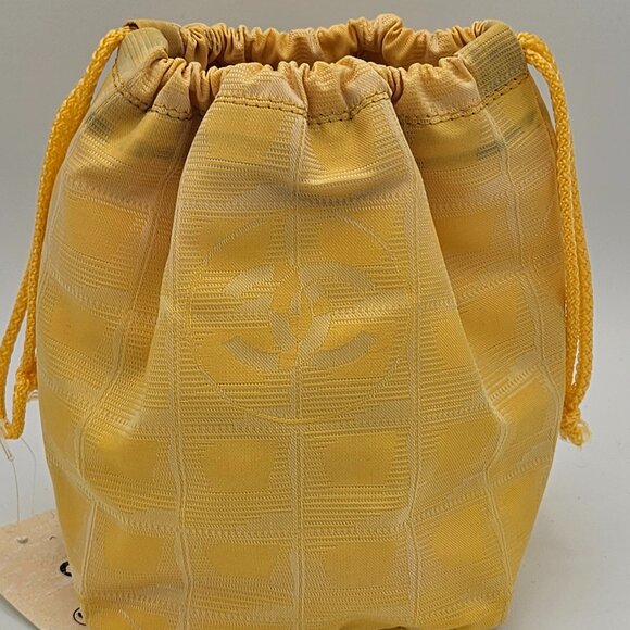 Chanel Drawsting Canvas Travel Line Pouch Yellow - Picture 1 of 9